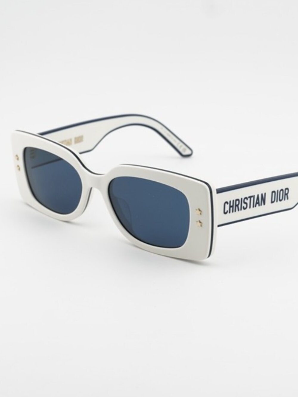 Dior DIORPACIFIC S1U 95B0 Sunglasses Ivory Rectangle Frame, Blue Lenses